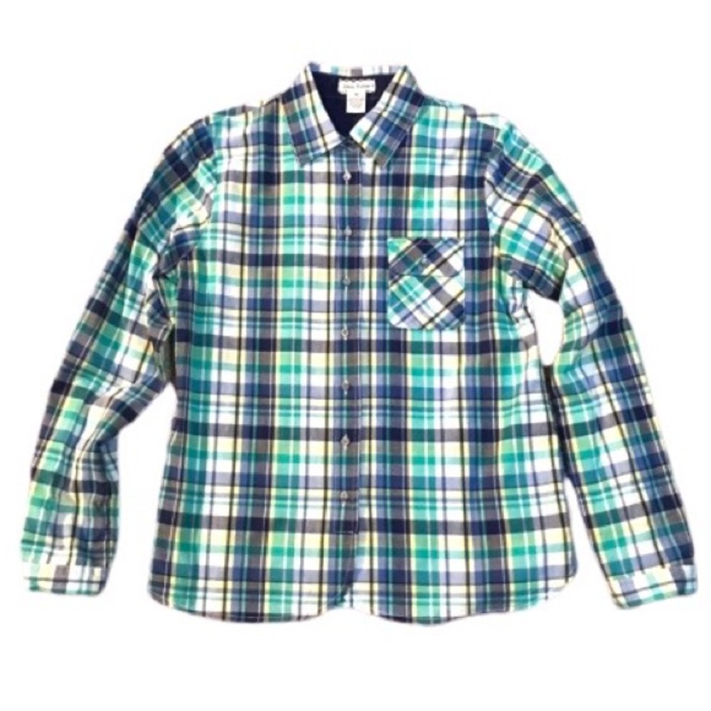 Love Notes plaid long sleeved button down shirt
